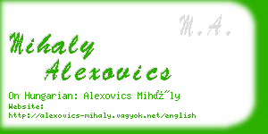 mihaly alexovics business card